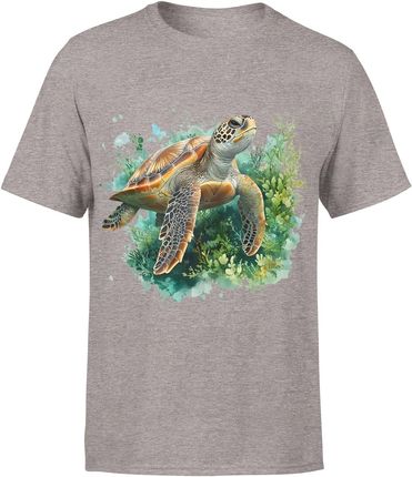 Żółw z płynącym żółwiem pod wodą Męska koszulka (3XL, Biały) - zdjęcie 2