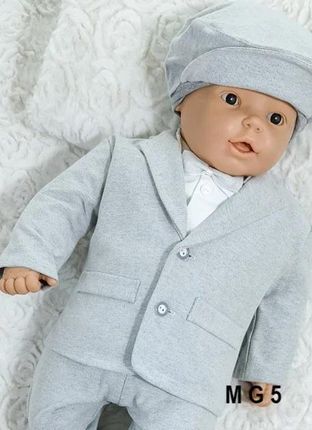 Angelino Marynarka Do Chrztu Dla Chłopca Szary Melanż M G 5 86
