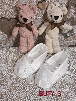 Angelino Białe Buciki Do Chrztu Z Kwiecistą Koronką Buty 3 62