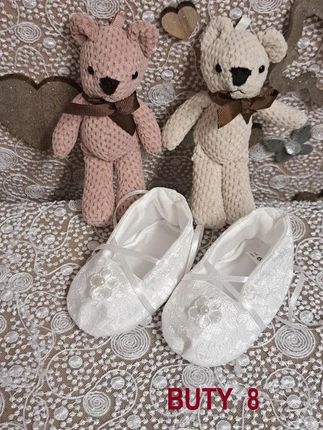 Angelino Koronkowe Buciki Do Chrztu Dla Dziewczynki Białe Buty 8 74