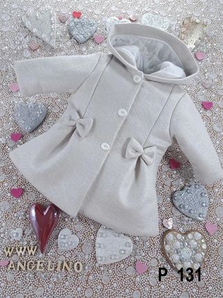 Angelino Płaszczyk Do Chrztu Dla Dziewczynki Kokardki Glamour P 131 110