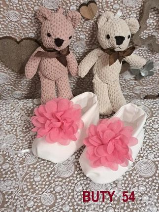 Angelino Buciki Do Chrztu Dla Dziewczynki Śmietankowe "Piwonie" B 54 56