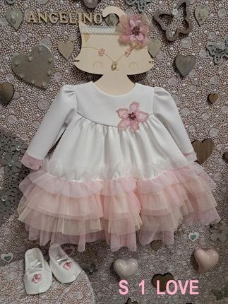 Angelino Sukienka Do Chrztu Dla Dziewczynki Śmietankowa S 1 Love 68