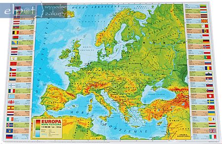 Podkładka Mapa Europy Fizyczna Derform