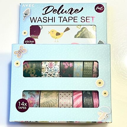 Image Krzysztof Bojakowski Taśmy Samoprzylepne Dekoracyjne Washi I Zeszyt Z Naklejkami Zestaw Leaf 14Szt. X 3M 1 Op