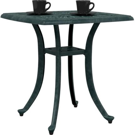 Zakito Europe Stolik Ogrodowy W Stylu Vintage Z Odlewanego Aluminium Zielony 53X53X53cm Otworem Na Parasol ZE4002818 - zdjęcie 2
