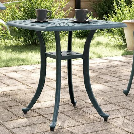 Zakito Europe Stolik Ogrodowy W Stylu Vintage Z Odlewanego Aluminium Zielony 53X53X53cm Otworem Na Parasol ZE4002818 - zdjęcie 3