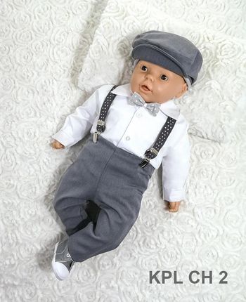 Angelino Komplecik Do Chrztu Dla Chłopca Biało Szary Kpl Ch 2 56