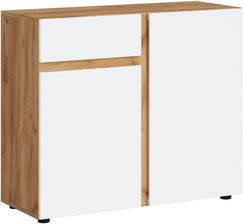 Meble Wójcik Komoda Morongo MORK01 2D1S Dąb Craft Złoty Biel Alpejska