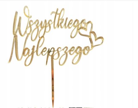 Kapart Topper Mini Piker Na Tort Bento Toper Wszystkiego Najlepszego Złoty Plexi
