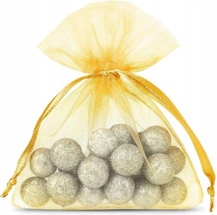 Saketos 25 Szt Woreczki Z Organzy 7x9cm Złote Ceny i opinie