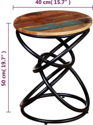 Zakito Home Stolik Vintage Z Odzyskanego Drewna 40X50cm Różnokolorowy (Zh244231) - zdjęcie 2
