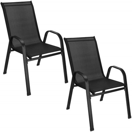 Springos Krzesła Tarasowe Zestaw 2szt. Metalowe Czarne Na Taras Balkon Do 120kg 5907719494074
