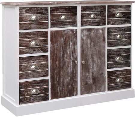 Zakito Home Komoda drewniana 10 szuflad 2 szafki brązowa 113x30x79 cm (ZH284174)