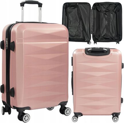 Średnia Walizka Podróżna na Kółkach 63 L Bagaż Abs Twarda do Samolotu Lekka