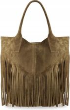 TOREBKA BOHO Worek Torba Zamsz Frędzle VERA PELLE