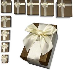 Zdjęcie Pudełka Prezentowe Eleganckie Brązowe Pudełka Z Białą Wstążką Rozmiar Kartonu 185X135X110 70481MB - Karczew