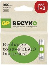 Gp Batteries GP Akumulatorek ReCyko 950 AAA (HR03), 1.2V, 950mAh, 4+2PP *MPP GP B25116