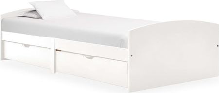 Prolenta Premium Łóżko z litego drewna z 2 szufladami sosna biała 90x200 cm (322155-11)