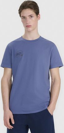 Męski t-shirt z nadrukiem 4F 4FRSS25TTSHM2850 - niebieski