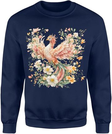 Feniks w kwiatach feniks kwiaty Męska bluza (L, Granatowy)