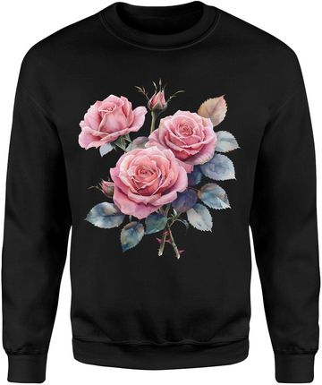 Bukiet różowych róż z bukietem kwiatów Męska bluza (M, Granatowy) - zdjęcie 2