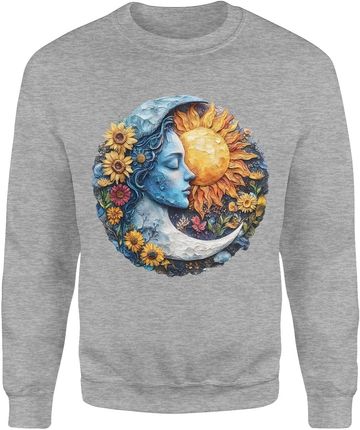 Księżyc słońce w kwiaty Męska bluza (L, Granatowy) - zdjęcie 2