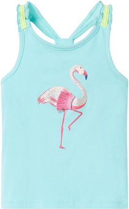 Koszulka dziecięca z brokatowym flamingiem, jasnomiętowa, rozmiar 128