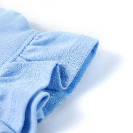 Koszulka dziecięca z falbankami, 95% bawełny, jasnoniebieska, rozmiar 92 - zdjęcie 3