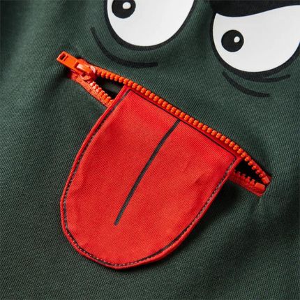 Bluza dziecięca z nadrukiem buźki, ciemnozielona, rozmiar 92 - zdjęcie 2