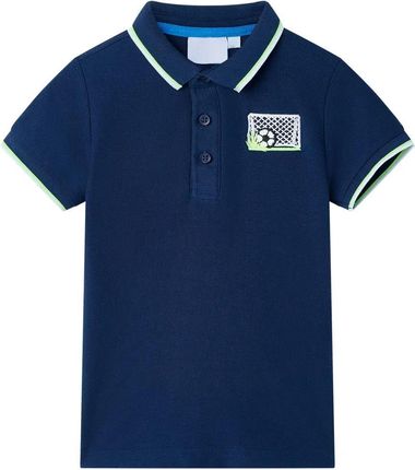 T-shirt polo dziecięcy 116 granat bawełna haft