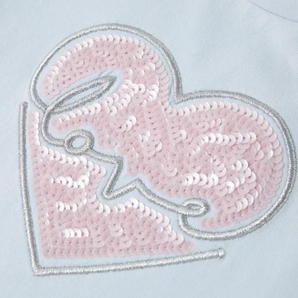Dziecięca koszulka serce cekiny jasnoniebieska 140 - zdjęcie 2