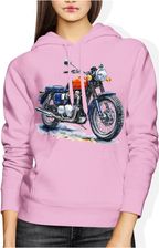 Retro czerwony motocykl Damska bluza z kapturem (S, Różowy)