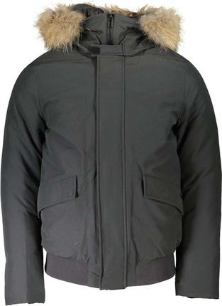 Szara bawełniana kurtka Woolrich z odpinanym futrzanym kołnierzem - Xxl