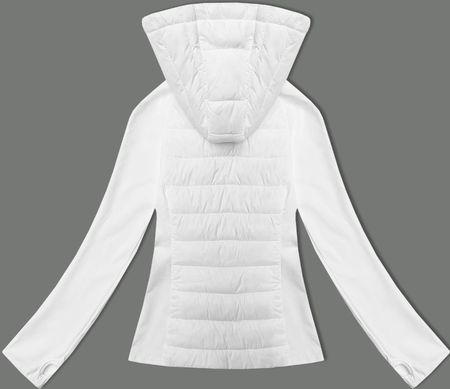 Pikowana kurtka damska z łączonych materiałów J Style biała (16M9226-281) - zdjęcie 2