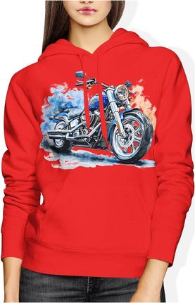 Retro niebieski Chopper Damska bluza z kapturem (S, Szary) - zdjęcie 2