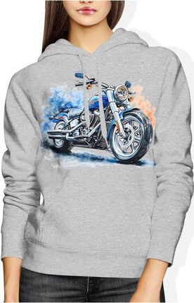 Retro niebieski Chopper Damska bluza z kapturem (M, Czarny) - zdjęcie 2