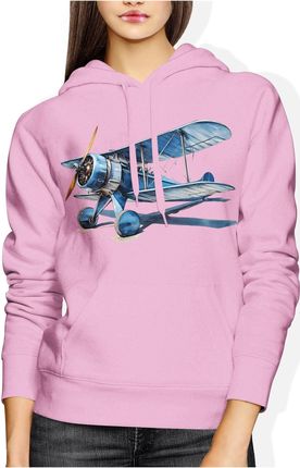 Vintage samolot dla pilota z samolotem Damska bluza z kapturem (XXL, Czarny) - zdjęcie 2