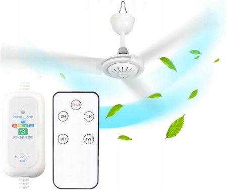 WENTYLATOR SUFITOWY Z WIATRAKIEM CICHY BIAŁY WIATRAK 70cm + PILOT TIMER - zdjęcie 5