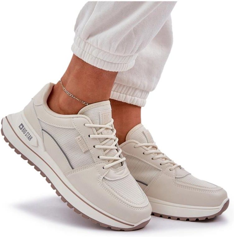 Sneakersy Damskie Big Star Hi-poly System NN274A088 Jasnobeżowe 39