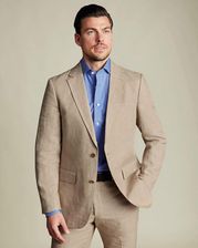 Charles Tyrwhitt Linen Jacket — Taupe - Slim fit | 56 | Standardowe Doskonała lniana marynarka Marynarki casualowe
