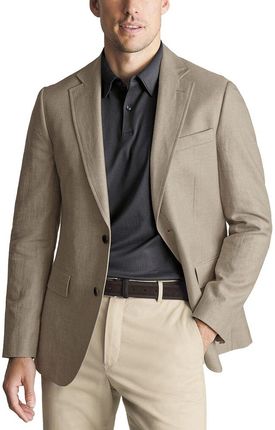 Charles Tyrwhitt Cotton/Linen Jacket — Limestone - Slim fit | 48 | Standardowe Volnočasové sako ze směsi bavlny a lnu Marynarki casualowe