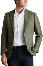 Charles Tyrwhitt Wool Texture Twill Jacket — Moss Green - Slim fit | 54 | Standardowe Stylowa marynarka z grubszej wełny Marynarki casualowe