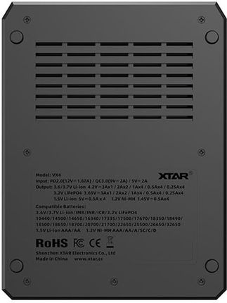 Ładowarka do akumulatorów Li-ion 1,5V/3,6/3,7V/Li-FePO4/Ni-MH XTAR VX4 – zestaw z zasilaczem - zdjęcie 4