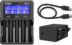 Ładowarka do akumulatorów Li-ion 1,5V/3,6/3,7V/Li-FePO4/Ni-MH XTAR VX4 – zestaw z zasilaczem