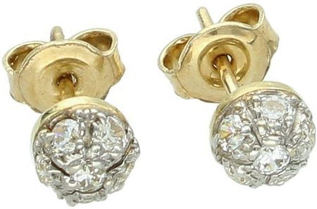 Diament Kolczyki złote w cyrkonie białe pr 585 DIA-KLC-1075-585