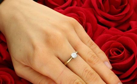 Diament Pierścionek zaręczynowy damski z białą cyrkonią 333 C16035 rozmiar 14 - zdjęcie 2