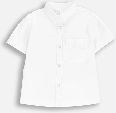 Koszula z krótkim rękawem biała z kieszonką i kołnierzykiem
