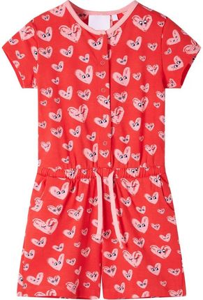 Kombinezon dziecięcy, 116, czerwony, serca, krótkie rękawy