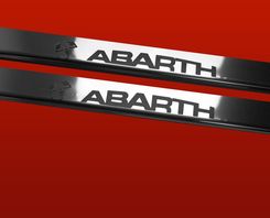 FIAT 500 Listwy progowe ABARTH 304 połysk nierdzewna Wykończenie lustrzane Czarne napisy